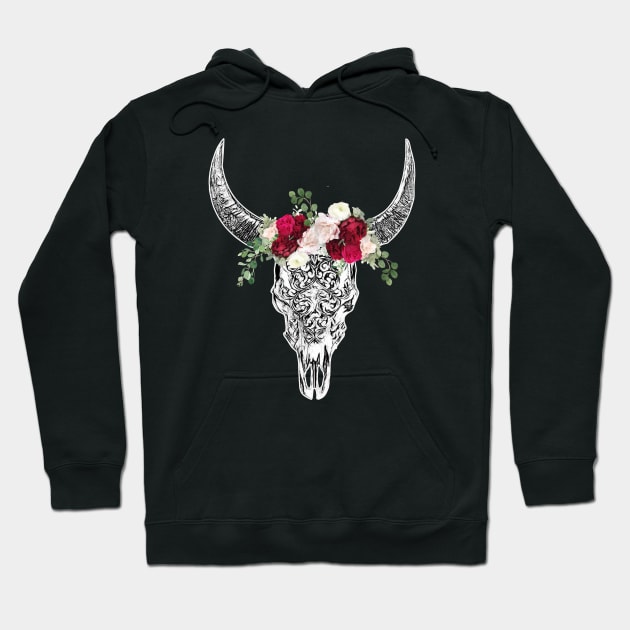 Cow skull floral 21 Hoodie by Collagedream